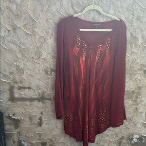 Greater Good Size 1X/2X Rust Red Bedazzled Patterned Tunic New Without Tags